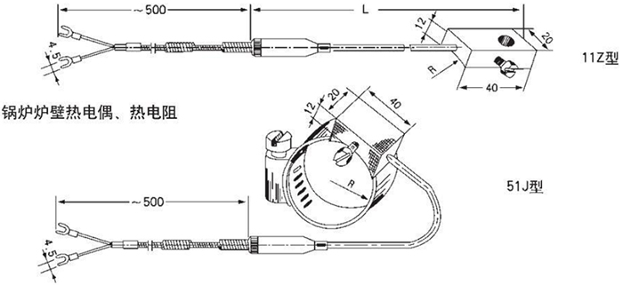 電站測溫?zé)犭娕煎仩t爐壁尺寸圖